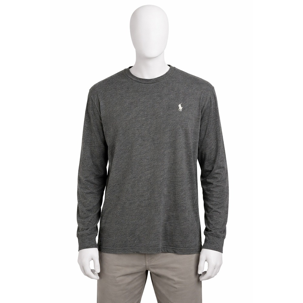 Polo Ralph Lauren Mens‎ Classic Fit Long Sleeve T-Shirt Charcoal Heather Grey M